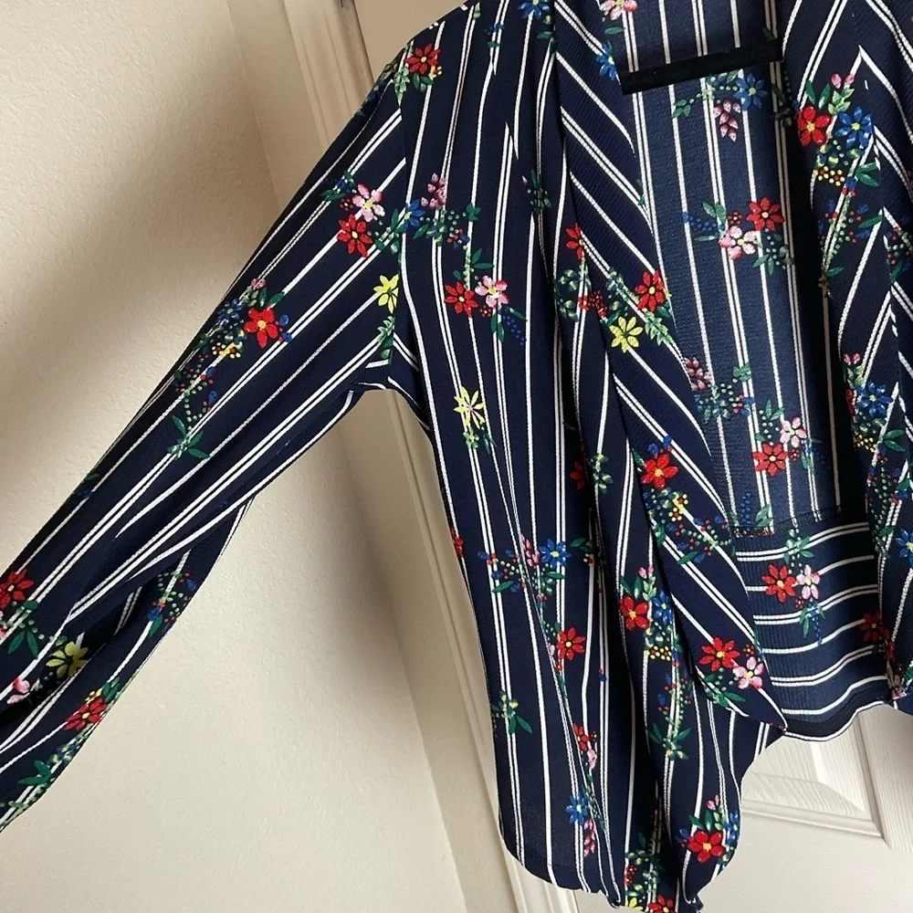 Jon & Anna Floral & Striped Open Front Cardigan size medium